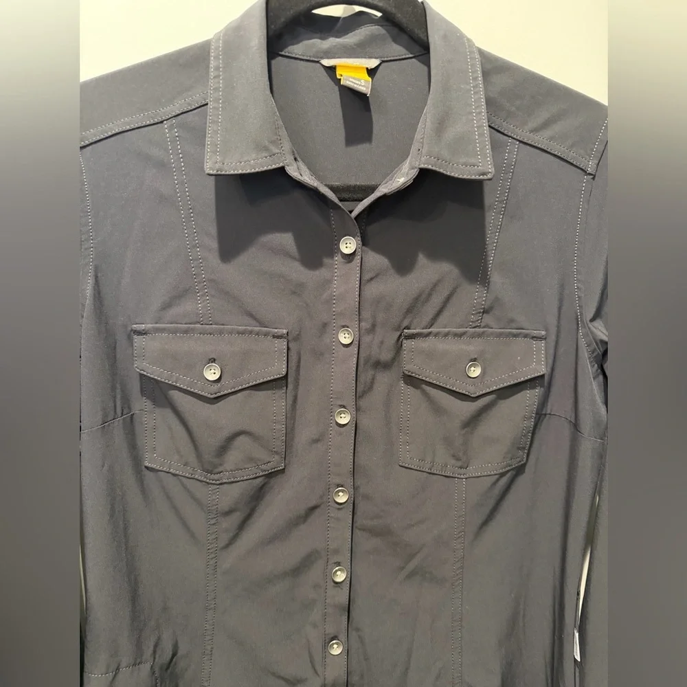 Eddie Bauer Black Button-Front Shirt Dress